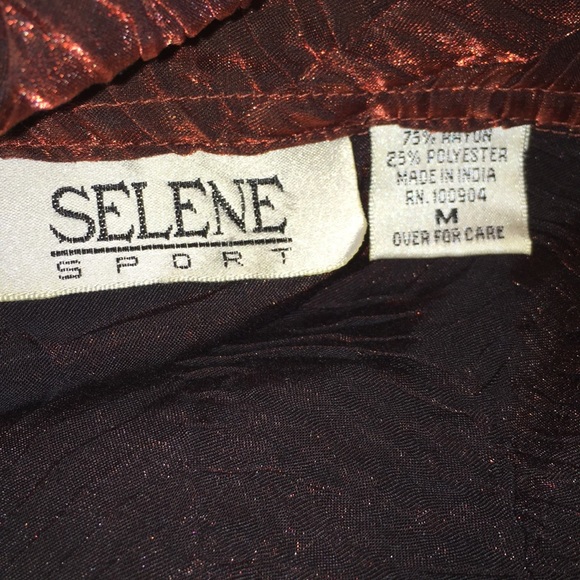 Vintage Silky Golden Crinkle Secretary Blouse Top - Picture 8 of 8